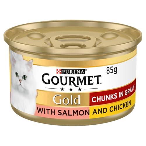 Gourmet Gold Tinned Cat Food Salmon and Chicken in Gravy 85g - Animalerie Amazon Royaume-Uni à 0.79€