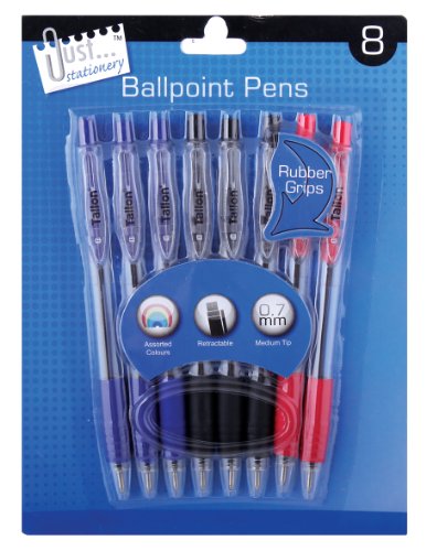Just stationery Retractable Rubber Grip Pen (Pack of 8)... - Maison & Cuisine en promo à 1.59€