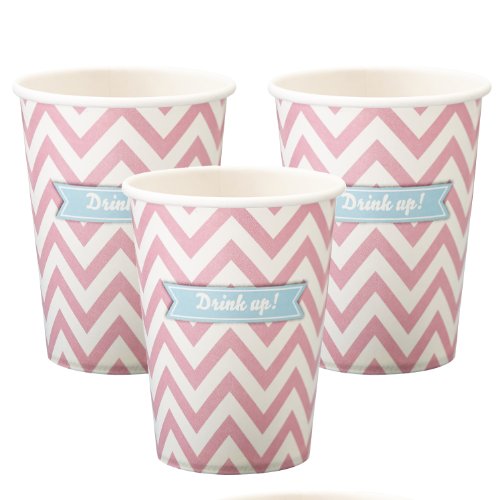 Ginger Ray Papier Rose Parti Cups/Boire - Chevron Divine - Jouets & Jeux Amazon France à 2.87€