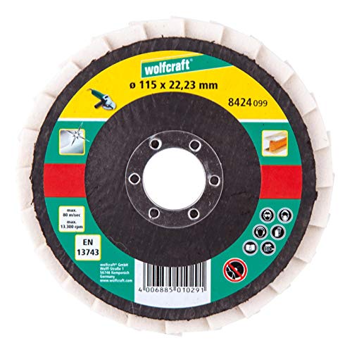 wolfcraft 8424099 Disque lamelle feutre meuleuse ø 115 vrac - Bricolage & Outils Amazon France à 9.89€