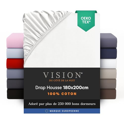 Vision Drap Housse - 100% Coton Lit Double (180x200cm)... - Maison & Cuisine Amazon France à 17.00€