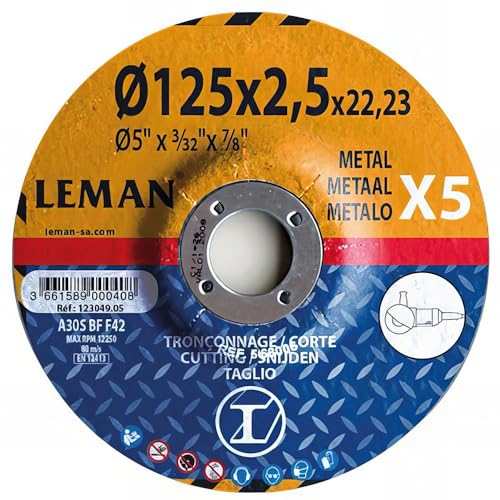 Leman 123049.05 Lot de 5 Disques de tronçonnage pour métal... - Bricolage & Outils en promo à 3.50€