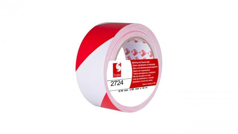 Klebeband, weiß/rot, 50 m, 33 mm - Bon plan à 3.54€