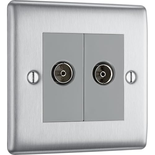 BG Nexus en métal prise coaxiale 2 Gang en acier brossé - Amazon France à 9.01€