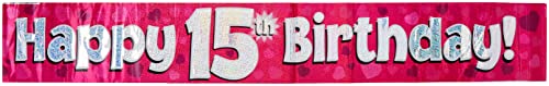 9ft Banner Happy 15th Birthday Pink Holographic - Amazon Royaume-Uni à 1.49€