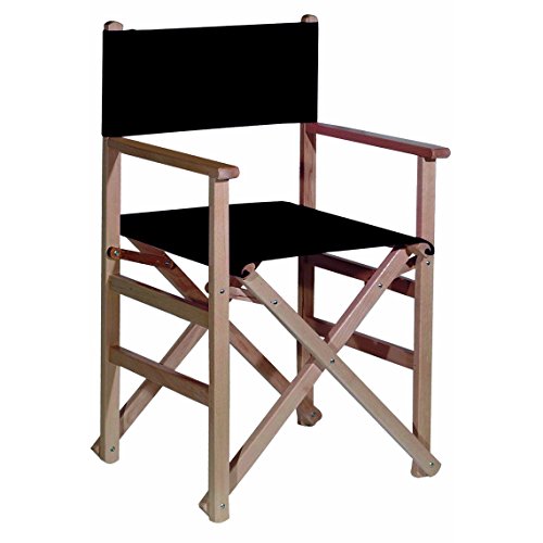 Mueblear 1001 Directeur Chaise Droite avec Toile Noir Bois... - Beauty & Fragrances Amazon France à 44.24€