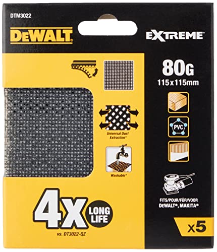 DeWalt, DTM3022, QZ, Hoja de Lija de Malla 80G 115 x 115mm - Bricolage & Outils Amazon Italie à 7.66€