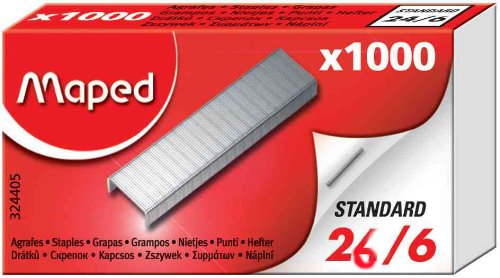 MAPED Lot de 12 Boites de 1000 agrafes 26/6, zinguées - Fournitures Bureau Amazon France à 2.50€