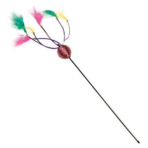 Arquivet Stick mit bunten Federn und Ball 65 cm für Katzen... - Bon plan à 2.35€