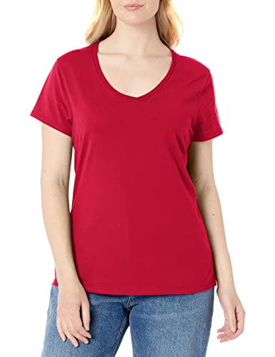 Hanes Women's Nano Premium Cotton V-Neck Tee, Red, Small - Mode & Vêtements Amazon Italie à 23.33€
