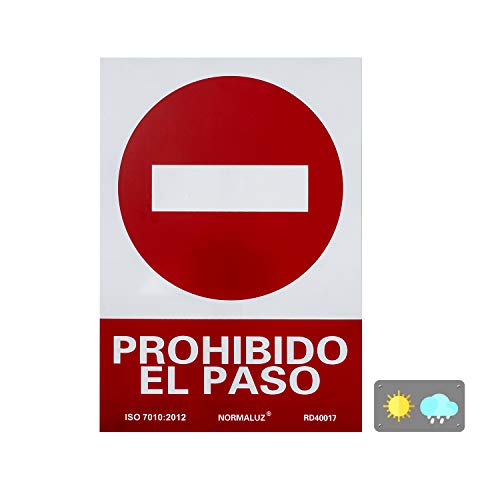 Normaluz RD40017 - Señal Prohibido El Paso PVC Glasspack... - Nouvelle promo Amazon à 1.36€