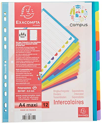 Exacompta 3812E Divisori e Segnaletica, 30.2x24.5 cm... - DIY & Tools Amazon Italy à 9.24€