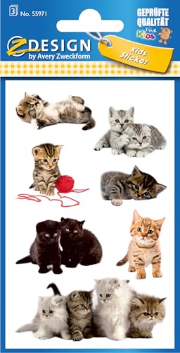 AVERY Zweckform 55971 Papier-Sticker Katzen 21 Aufkleber... - Jouets & Jeux en promo à 2.59€