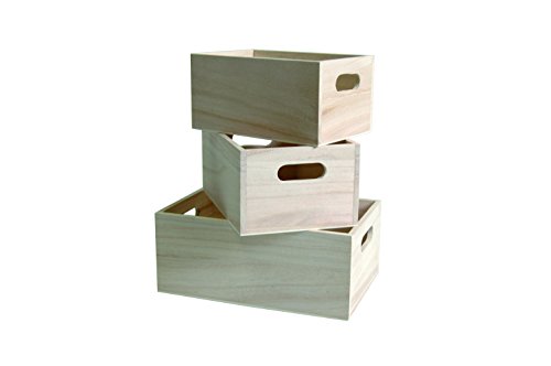 Artemio 14001473-3-Piece Wooden Scalar Boxes, Beige, Small... - Bon plan à 7.50€