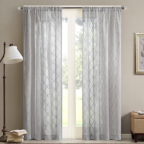 Madison Park Irina Diamant Sheer fenêtre Panneau, Gris, 50... - Home & Kitchen Amazon France à 20.70€