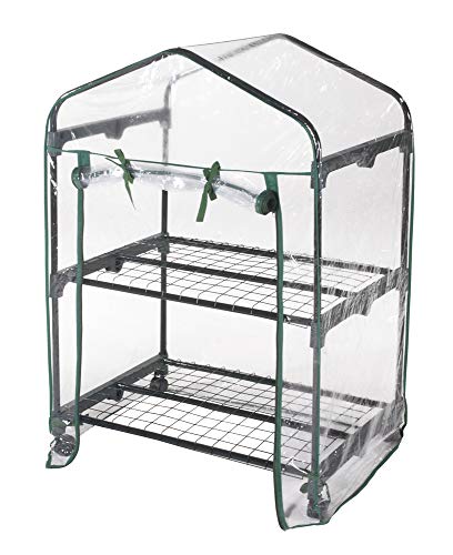 Serre avec 2 étagères en acier avec roues et bâche PVC... - Auto & Moto Amazon France à 23.51€
