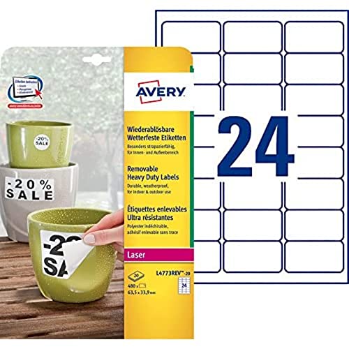 Avery Zweckform L4773REV-20 Weatherproof Labels/Re-Usable... - Home & Kitchen Amazon UK à 23.50€