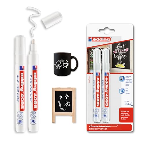 edding 4095 chalk marker - white - 2 chalk pens - round nib... - Home & Kitchen Amazon UK à 2.00€