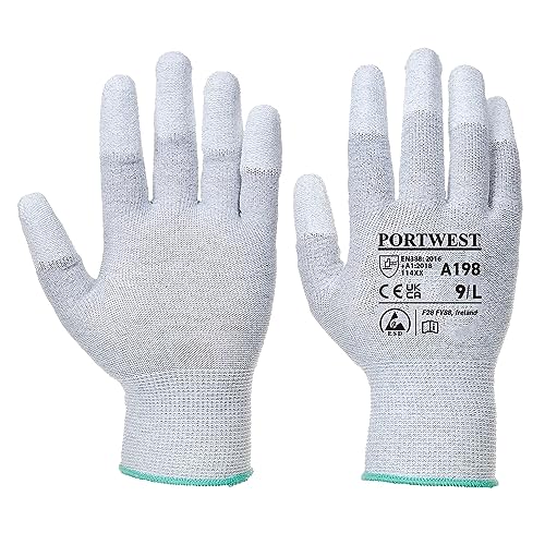 Portwest A198 Antistatic PU Fingertip Glove Grey, Medium - Maison & Cuisine en promo à 1.19€