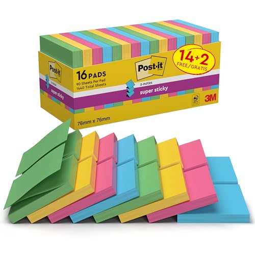 Post-it Z-Notes Autocollantes Super Sticky, 14 Blocs + 2... - Jouets & Jeux Amazon France à 24.43€