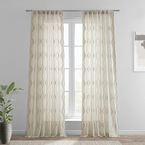 HPD Half Price Drapes Embroidered Linen Sheer Curtains for... - Maison & Cuisine Amazon Royaume-Uni à 15.98€