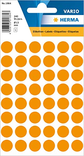 HERMA Dot Stickers Luminous Orange, 240 Labels, 13 mm... - Fournitures Bureau Amazon Royaume-Uni à 2.77€
