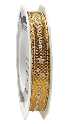 Präsent - Weihnachten Printed Ribbon Gold 20-m-Roll 15 mm... - Nouvelle promo Amazon à 3.30€