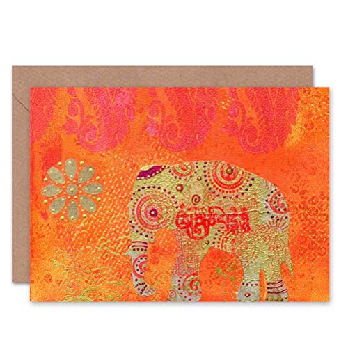 Wee Blue Coo Indian Elephant Colourful Greeting Card indio... - Auto & Moto en promo à 6.62€