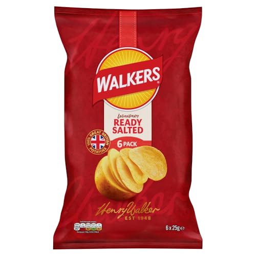 Walkers Ready Salted Multipack Crisps, 6 x 25 g - Épicerie Amazon Royaume-Uni à 1.75€