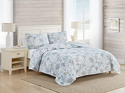 Tommy Bahama - Queen Quilt Set, Reversible Cotton Bedding... - Maison & Cuisine Amazon Royaume-Uni à 30.99€