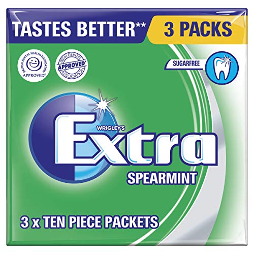Extra Chewing Gum, Sugar Free, Spearmint Flavour, Pack of 3... - Épicerie Amazon Royaume-Uni à 1.50€