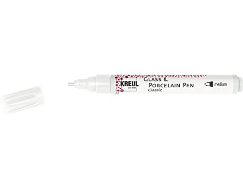 KREUL 16460 - Glass & Porcelain Pen Classic medium, bianco... - Bon plan à 3.99€