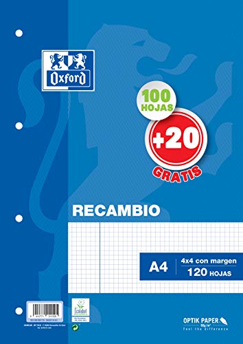 Oxford 329949–100 Blatt Ersatz Gitter: 4 x 4, A4 Größe - Fournitures Bureau Amazon Allemagne à 7.02€