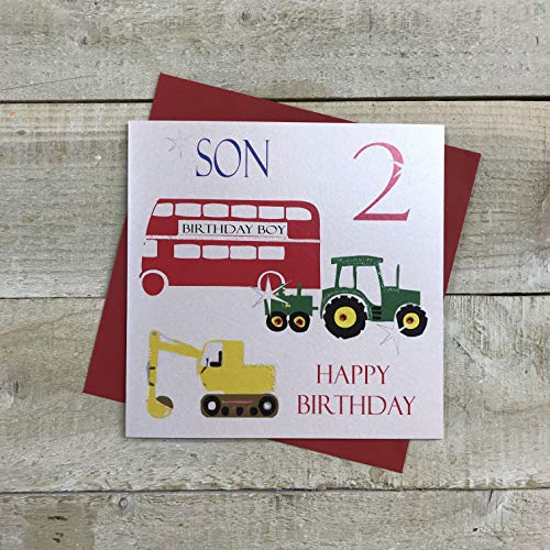 WHITE COTTON CARDS ns2 V Autobus, Tracteur, Creuser, 2 Fils... - Auto & Moto Amazon France à 8.94€