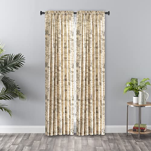 Ellis Curtain Script Crushed Taffeta Tailored Panel, Black... - Maison & Cuisine en promo à 10.44€