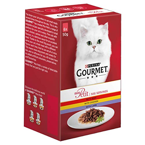 Gourmet Mon Petit Cat Food Pouches Meat 6 x 50g (Pack of 8) - Animalerie Amazon Royaume-Uni à 1.80€