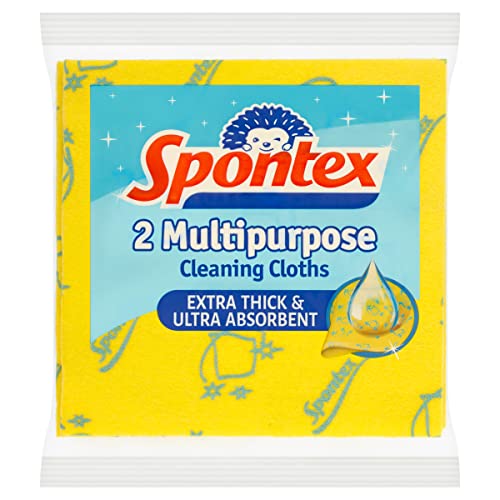 Spontex 2 Multipurpose Cleaning Cloths | 35 x 37 cm | Extra... - Maison & Cuisine Amazon Royaume-Uni à 1.03€
