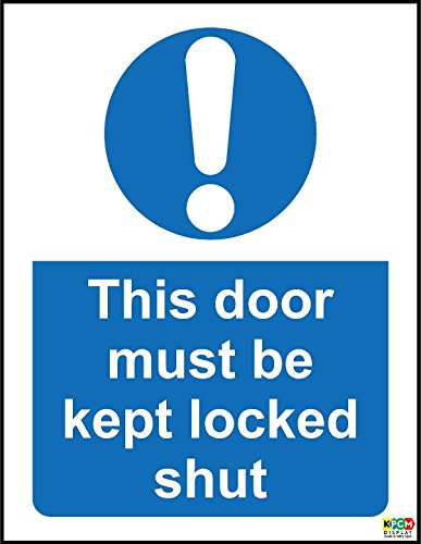 This Door Must be Kept Locked Shut Safety Sign - Self... - Fournitures Bureau Amazon Royaume-Uni à 1.89€