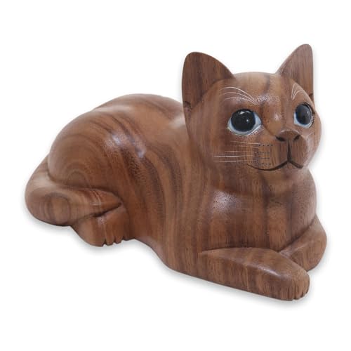 NOVICA Short Haired Cat' Wood Sculpture - Beauté & Parfums Amazon Royaume-Uni à 56.34€