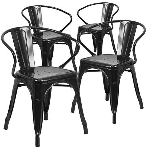 Flash Furniture Lot de 4 chaises d'extérieur en métal avec... - Home & Kitchen Amazon France à 120.54€