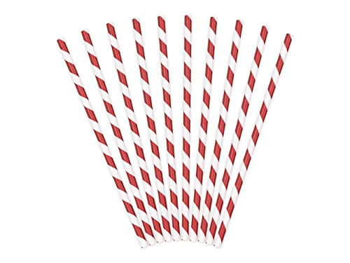 PartyDeco Pajitas de papel rojo con rayas diagonales... - Épicerie Amazon Espagne à 0.93€