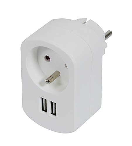 Gefotech 25415 double chargeur usb + prise, Blanc - High-Tech & Électronique Amazon France à 9.29€