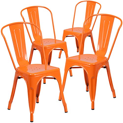 Flash Furniture Lot de 4 chaises empilables en métal de... - Amazon France à 203.68€