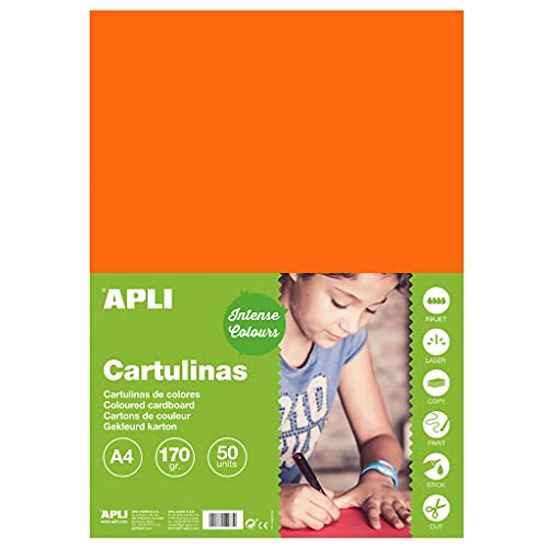 Apli - Cartoncini Colorati Set da 50 Pezzi, A4, Arancione - Auto & Moto Amazon Italie à 5.28€