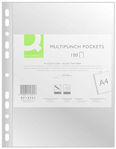 Q-Connect Lot de 100 Pochettes perforées en polypropylène... - Office Supplies Amazon France à 9.02€