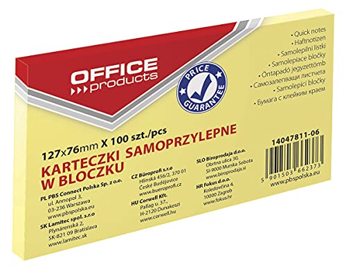 OFFICE PRODUCTS 14047811-06 Haftnotiz 127 x 76 mm, 1 X 100... - Fournitures Bureau en promo à 1.17€