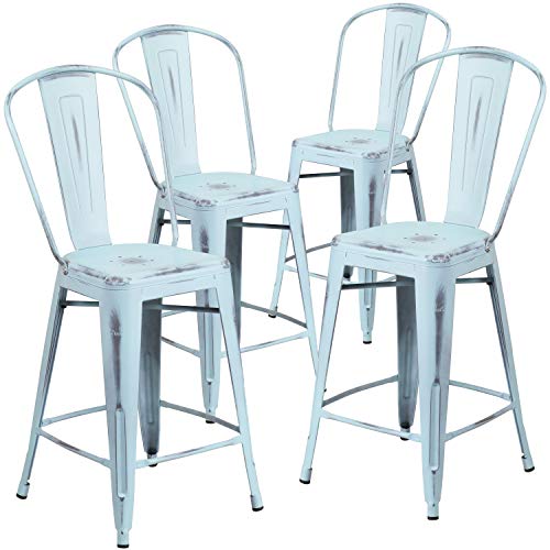 Flash Furniture Paquete de 4 taburetes de Metal Envejecido... - Maison & Cuisine en promo à 93.57€