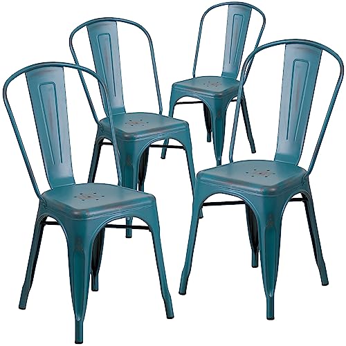 Flash Furniture Silla de Metal Envejecido, Kelly Blue-Teal... - Maison & Cuisine Amazon Espagne à 83.56€