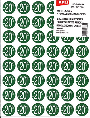 AGIPA Pochette de 192 pastilles remises - 20 % Diam 24 mm - Fournitures Bureau Amazon Espagne à 6.29€