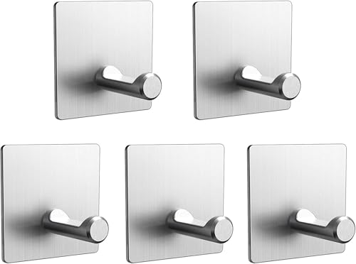 DDF iohEF Pack of 5 Self-Adhesive Towel Hooks, Stainless... - Maison & Cuisine Amazon Royaume-Uni à 6.26€